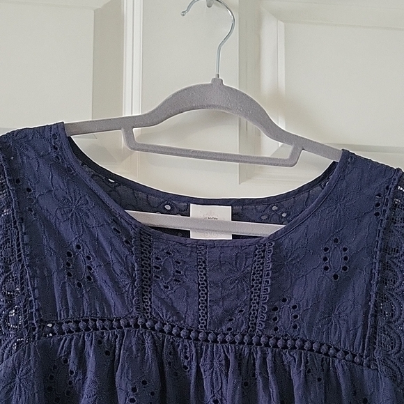Knox Rose Navy Eyelet Lace Blouse Womens Size Medium - Picture 4 of 11